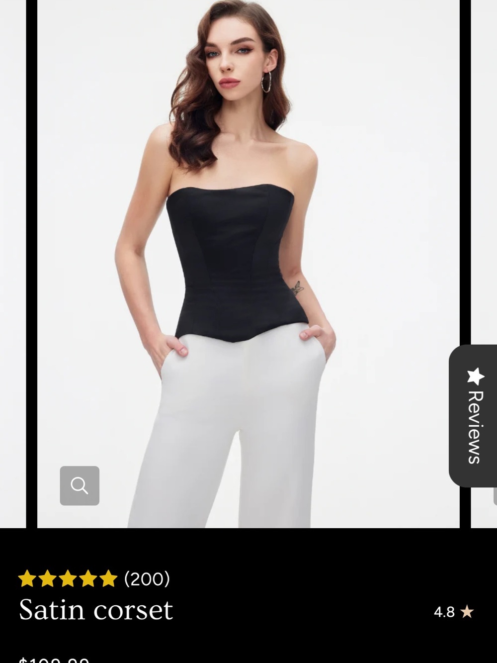 Strapless Satin Corset Top in Black